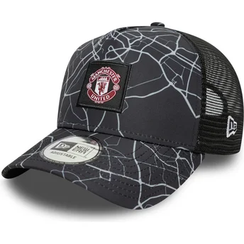 Sapkák ívelt fekete snapback A Frame All Over Print Manchester United Football Club Premier League New Era