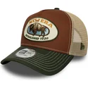 new-era-a-frame-animal-patch-buffalo-braune-und-grune-trucker-kappe