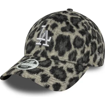 Gorra curva negra ajustable para mujer 9FORTY Cosy Animal de Los Angeles Dodgers MLB de New Era