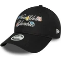 new-era-curved-brim-women-9forty-floral-script-new-york-yankees-mlb-black-adjustable-cap
