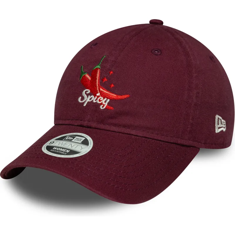gebogene-bordeauxrote-verstellbare-damenkappe-9twenty-phrase-spicy-von-new-era
