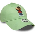 grune-hellgrune-gebogene-verstellbare-damenkappe-9twenty-bear-von-ac-milan-serie-a-von-new-era