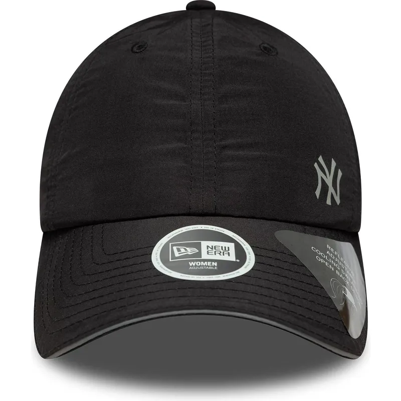schwarze-gebogene-verstellbare-damenkappe-open-back-flawless-der-new-york-yankees-mlb-von-new-era
