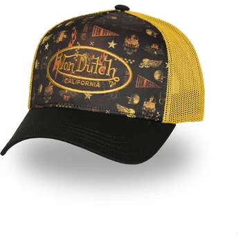 Von Dutch SUBL07 svart och gul truckerkeps