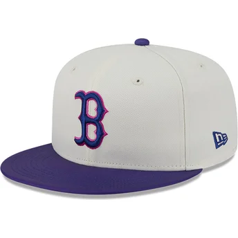 59FIFTY CLR DVLP Boston Red Sox MLB beige und violett angepasste Flat Cap von New Era