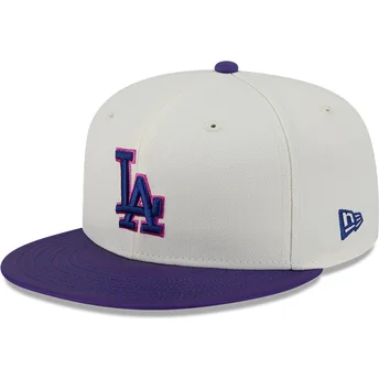 Beige und violette anliegende Flat Cap 59FIFTY CLR DVLP der Los Angeles Dodgers MLB von New Era