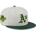 new-era-flat-brim-59fifty-clr-dvlp-oakland-athletics-mlb-beige-and-green-fitted-cap