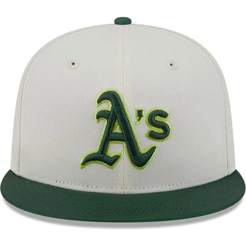 beige-und-grune-anliegende-flat-cap-59fifty-clr-dvlp-der-oakland-athletics-mlb-von-new-era