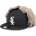 schwarze-enganliegende-59fifty-flatcap-winter-dog-ear-der-chicago-white-sox-mlb-von-new-era