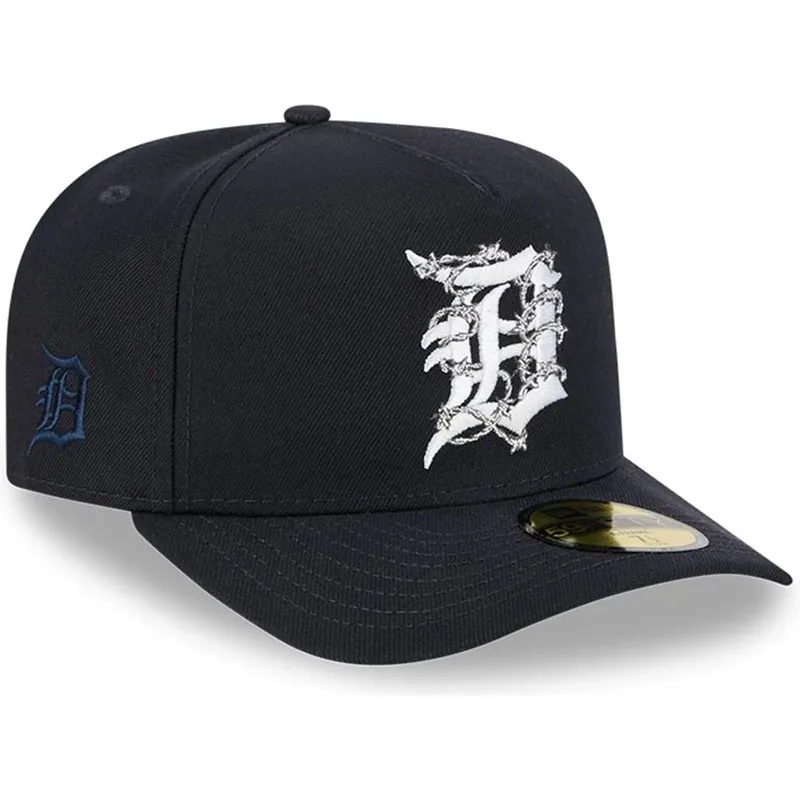 marineblaue-gebogene-verstellbare-59fifty-a-frame-wired-kappe-von-detroit-tigers-mlb-von-new-era