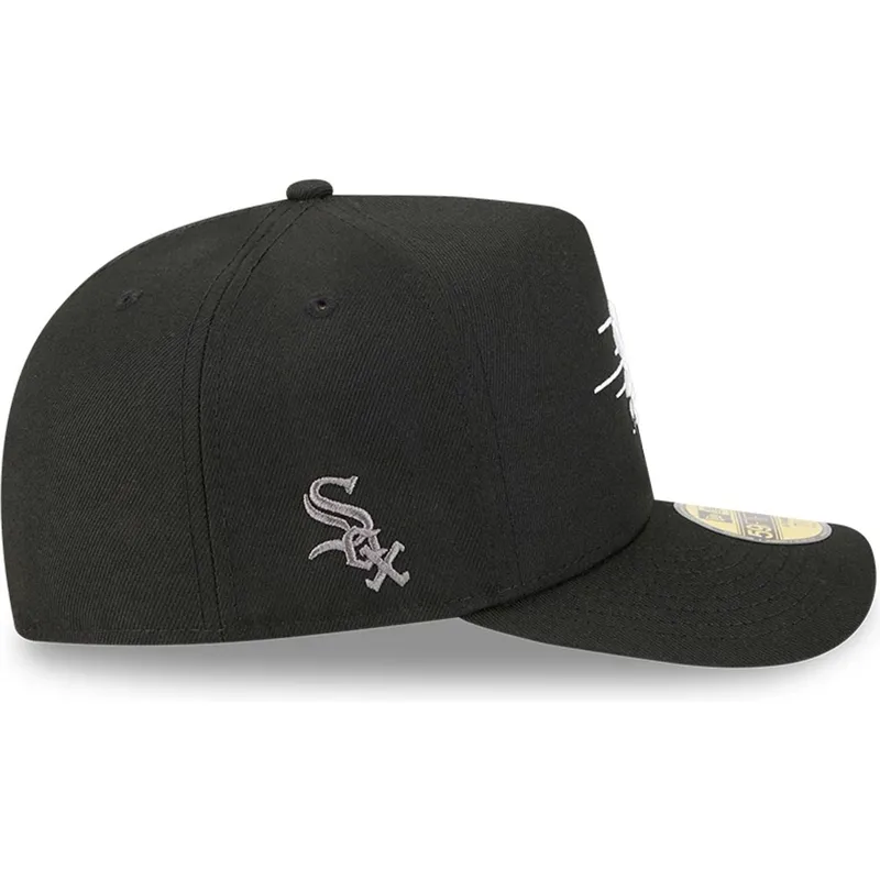 schwarze-gebogene-verstellbare-59fifty-a-frame-cartoon-kappe-von-chicago-white-sox-mlb-von-new-era