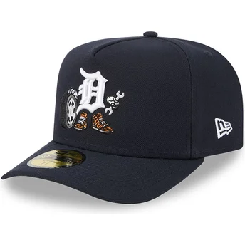 59FIFTY A Frame Cartoon Detroit Tigers MLB New Era Navy Blaue Angepasste Kappe