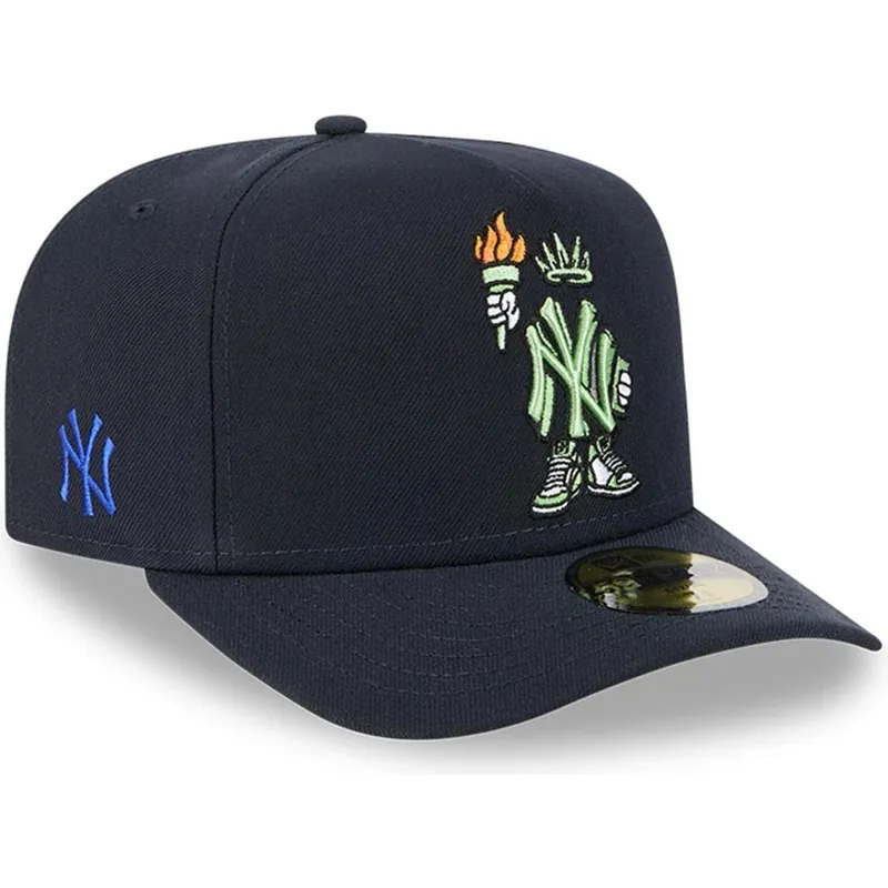 marineblaue-gebogene-verstellbare-59fifty-a-frame-cartoon-kappe-der-new-york-yankees-mlb-von-new-era
