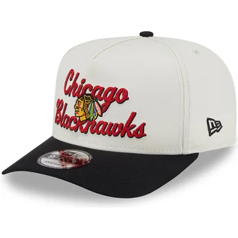 Beige und schwarze Snapback-Kappe 9FIFTY A Frame Chainstitch der Chicago Blackhawks NHL von New Era