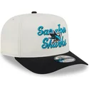 beige-und-schwarze-gebogene-snapback-kappe-9fifty-a-frame-chainstitch-der-san-jose-sharks-nhl-von-new-era