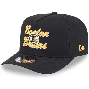 Boston Bruins NHL New Era 9FIFTY A Frame Chainstitch schwarze Snapback-Kappe mit gebogenem Schirm