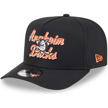 Schwarze Snapback-Kappe mit gebogenem Schirm 9FIFTY A Frame Chainstitch von Anaheim Ducks NHL von New Era