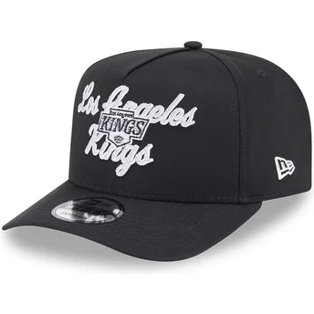 Schwarze Snapback-Kappe mit gebogenem Schirm 9FIFTY A Frame Chainstitch der Los Angeles Kings NHL von New Era.