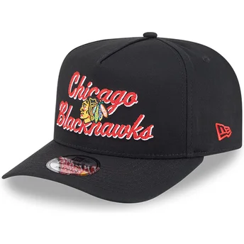 Schwarze Curved Snapback 9FIFTY A Frame Chainstitch Kappe der Chicago Blackhawks NHL von New Era