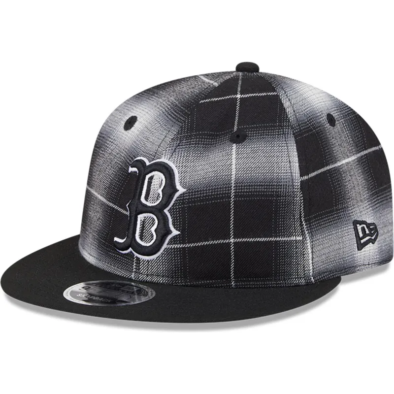 svart-platt-snapback-keps-9fifty-retro-crown-plaid-fran-boston-red-sox-mlb-av-new-era