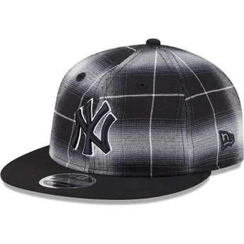 Schwarze flache Snapback-Kappe 9FIFTY Retro Crown Plaid der New York Yankees MLB von New Era