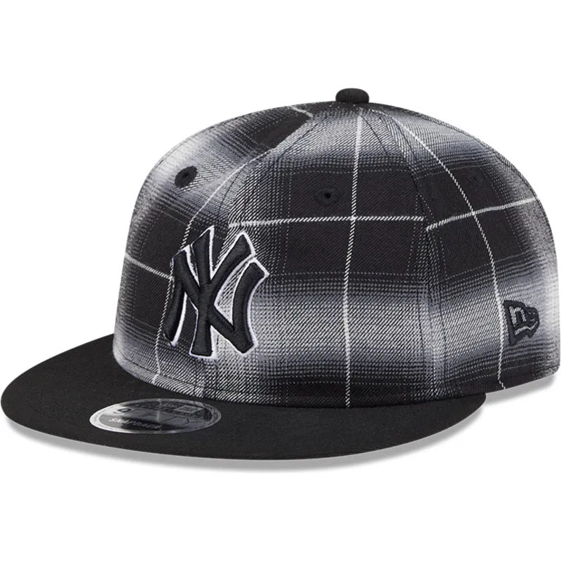 schwarze-flache-snapback-kappe-9fifty-retro-crown-plaid-der-new-york-yankees-mlb-von-new-era