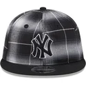 schwarze-flache-snapback-kappe-9fifty-retro-crown-plaid-der-new-york-yankees-mlb-von-new-era