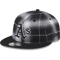 svart-platt-snapback-keps-9fifty-retro-crown-plaid-fran-oakland-athletics-mlb-av-new-era