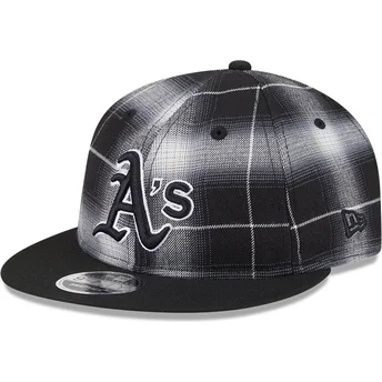 Schwarze Snapback 9FIFTY Retro Crown Plaid Kappe der Oakland Athletics MLB von New Era