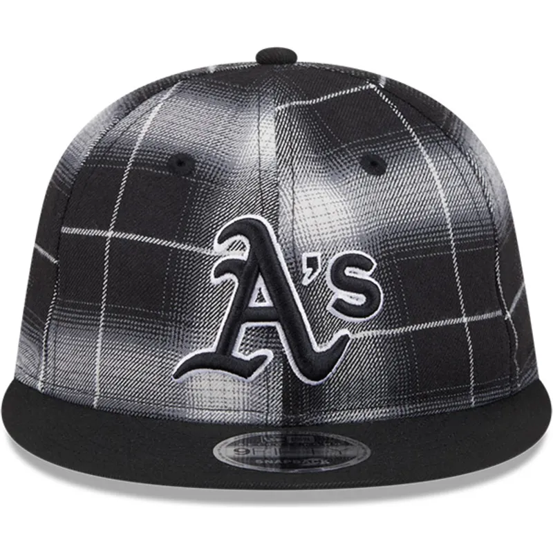 svart-platt-snapback-keps-9fifty-retro-crown-plaid-fran-oakland-athletics-mlb-av-new-era