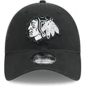 schwarze-verstellbare-9twenty-kappe-mit-gebogenem-schirm-chicago-blackhawks-nhl-von-new-era