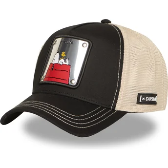 Schwarze und beige Trucker-Kappe Snoopy und Emilio PEA6 NAW6 Peanuts von Capslab