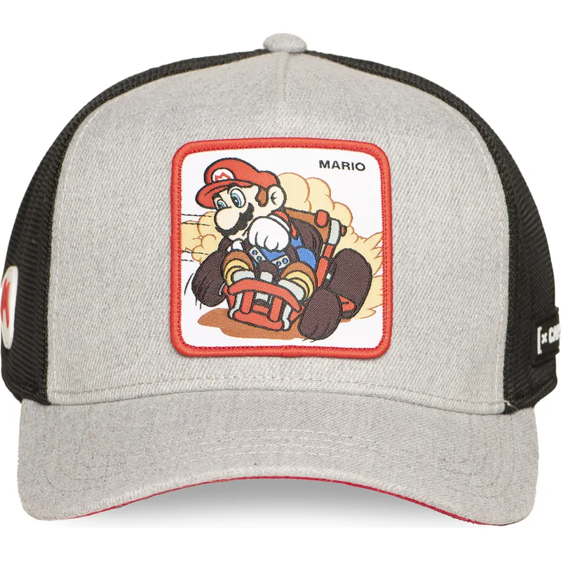 graue-und-schwarze-trucker-kappe-mario-kart-smk3-vro-super-mario-bros-von-capslab