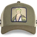 trucker-cap-grun-und-beige-roronoa-zoro-op6-zor-one-piece-von-capslab