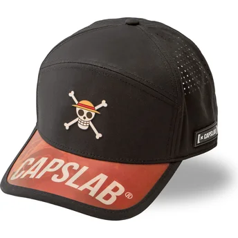 Schwarze, verstellbare Kappe mit gebogenem Schirm Straw Hat Pirates OP6 PIR One Piece von Capslab