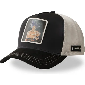 Schwarz-weiße Trucker-Kappe Son Goku Ultra Instinct DBS7 UIC Dragon Ball von Capslab
