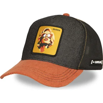 Schwarze und braune Trucker-Kappe Marilyn Monroe Queen FAM QUE Famous von Capslab