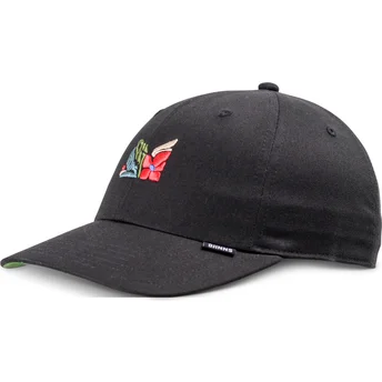 Djinns Curved Brim M-Flowers Black Adjustable Cap