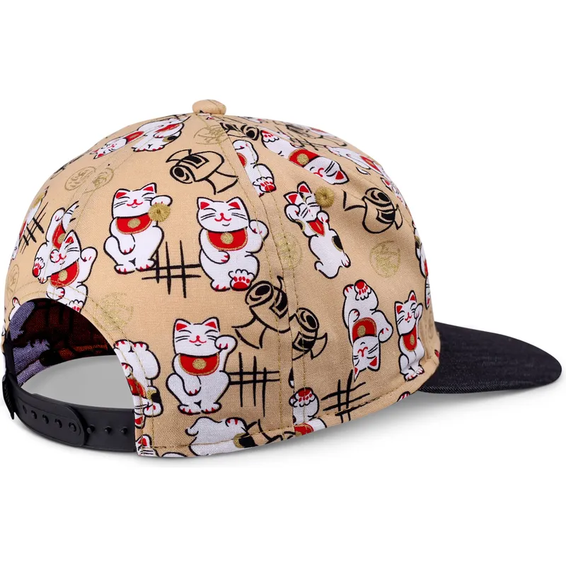 sapkak-lapos-bezs-snapback-gyereknek-lucky-cat-linen-djinns