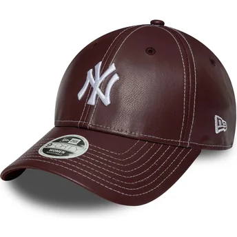 Ρυθμιζόμενο καπέλο μπορντό 9FORTY Topstitch PU των New York Yankees MLB της New Era