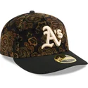 schwarze-gebogene-angepasste-kappe-59fifty-low-profile-floral-cord-three-looms-printed-corduroy-von-oakland-athletics-mlb-von-ne