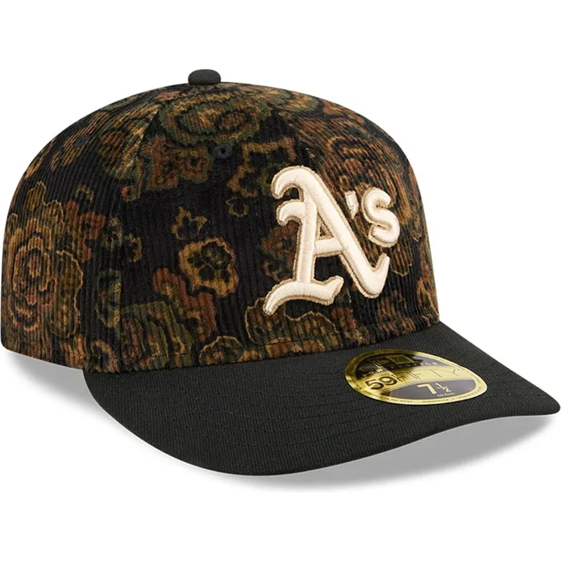 sapkak-ivelt-fekete-illesztett-59fifty-low-profile-floral-cord-three-looms-printed-corduroy-oakland-athletics-mlb-new-era