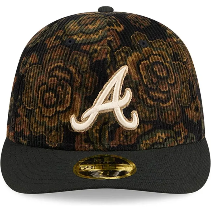 svart-bojd-keps-justerbar-59fifty-low-profile-floral-cord-three-looms-printed-corduroy-fran-atlanta-braves-mlb-av-new-era