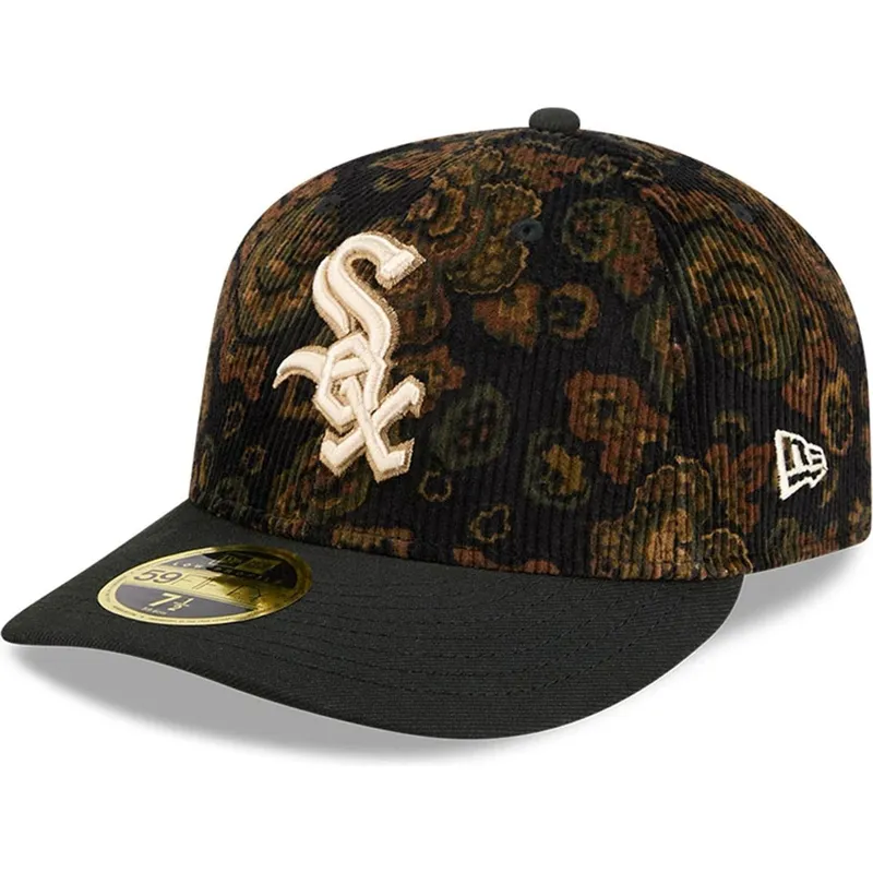 schwarze-gebogene-angepasste-59fifty-low-profile-floral-cord-three-looms-printed-corduroy-kappe-der-chicago-white-sox-mlb-von-ne