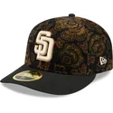 san-diego-padres-mlb-new-era-59fifty-low-profile-floral-cord-three-looms-printed-corduroy-schwarze-gebogene-fitted-kappe