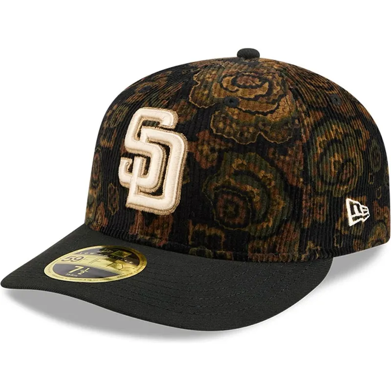 schwarze-gebogene-angepasste-59fifty-low-profile-floral-cord-three-looms-printed-corduroy-kappe-der-san-diego-padres-mlb-von-new