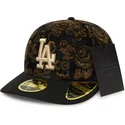 schwarze-gebogene-59fifty-low-profile-floral-cord-three-looms-printed-corduroy-los-angeles-dodgers-mlb-kappe-von-new-era