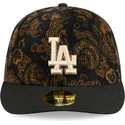 schwarze-gebogene-59fifty-low-profile-floral-cord-three-looms-printed-corduroy-los-angeles-dodgers-mlb-kappe-von-new-era