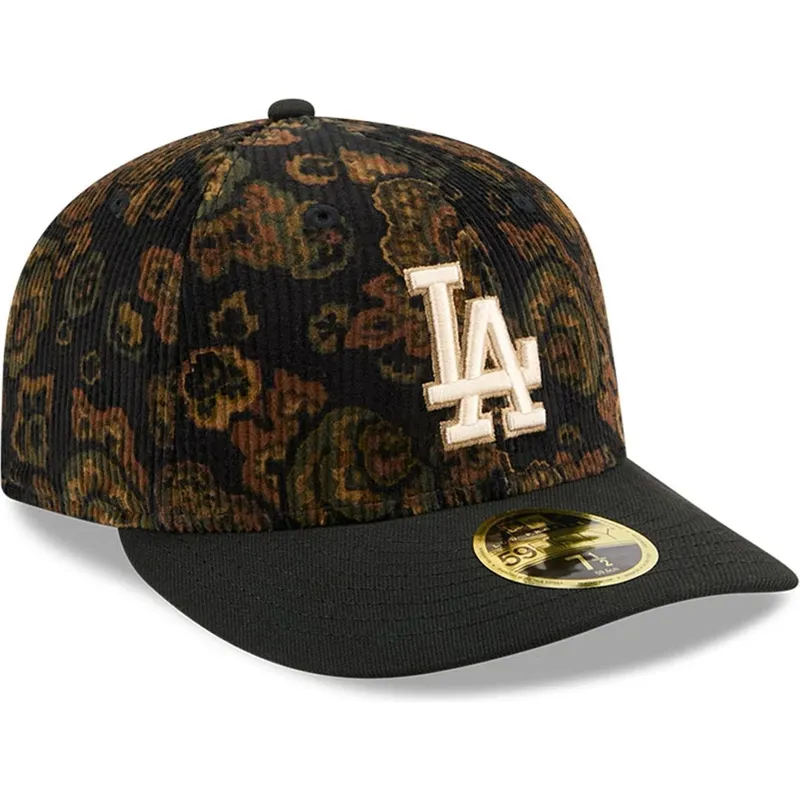 sapkak-ivelt-fekete-illesztett-59fifty-low-profile-floral-cord-three-looms-printed-corduroy-los-angeles-dodgers-mlb-new-era
