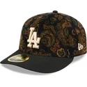 schwarze-gebogene-59fifty-low-profile-floral-cord-three-looms-printed-corduroy-los-angeles-dodgers-mlb-kappe-von-new-era